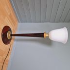 Mazda Art Deco Lamp In Hout/Messing En Witte Opaline thumbnail 6
