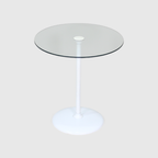 Vintage Ronde Bijzettafel - Wit, Glas Jaren '70 thumbnail 2
