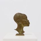 Solid Brass Sculpture African Woman 1950S thumbnail 2