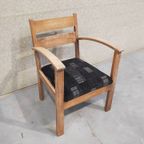 Houten Armstoel Met Stoffen Zitting thumbnail 4