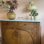 Uniek Art Deco Houten Dressoir Wit Marmer thumbnail 5