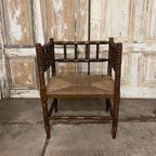 Set Bobbin Chairs, Knobbel Stoelen. Origineel. Oud thumbnail 4