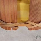 Vintage Hanglamp Met Kap Van Rotan, Palmblad En Stof, Jaren 70 thumbnail 6