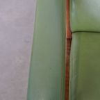 Tijdloze Groene Rundleren, Houten Vintage Jaren ’60 Design Fauteuil Model Lotus 1611 Van Rob Parry thumbnail 8