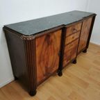 Vintage Art Deco Dressoir Wandkast Ladekast Badkamermeubel Met Marmer Blad thumbnail 11