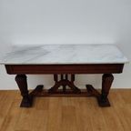 Antieke Franse Sidetable, Haltafel, Bijzettafel Wandconsole Marmer Blad thumbnail 13