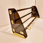 Vintage Kapstok Plexiglas Messing Kleurig Metaal Wandkapstok thumbnail 13