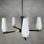 Vintage Hanglamp Messing/opaline thumbnail 2