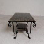 Vintage Salontafel Met 2 Glazen Bladen Met 50s Print thumbnail 8