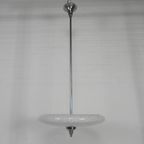 Art Deco Hanglamp Met Gewolkte Glazen Schaal, Jaren 30 thumbnail 2