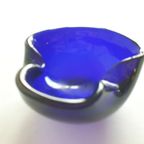 Kobalt Blauwe Vintage Murano Glas Asbak thumbnail 6