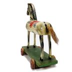 Vintage Houten Speelgoed Paard Op Wieltjes, Duitsland Jaren '30 thumbnail 5