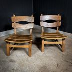 Set Van 2 Brutalist Massief Eikenhouten Fauteuils, Dittmann & Co, Awa Radbound 1960 thumbnail 3