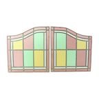 Vintage Glasraam Glas In Lood Set Van 2 Klassieke Stijl 92x50cm thumbnail 2