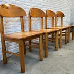 4X Vintage Stoere Houten Eetkamerstoel - Grenen, Daumiller thumbnail 2