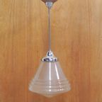 Art Deco Hanglamp Met Mat Glazen Kap thumbnail 2