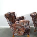 Set Bloemen Fauteuils Met Houten Poten thumbnail 11