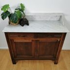 Vintage Frans Dressoir Commode Ladekast Badkamermeubel Met Marmer Blad 302 thumbnail 3