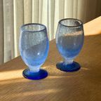Vintage Blue Bubble Midcentury Jug & Glass Set thumbnail 4