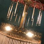 Italiaanse Opaliserende Hollywood Vintage Regency Hanglamp Met Opaal Roze Kralen thumbnail 11