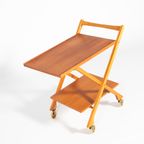 Mid-Century Italian Design Foldable Teak Serving Trolley/Bar Cart thumbnail 3