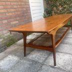 Vintage Teakhouten Salontafel Met Vlechtwerk thumbnail 4