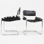 Vintage Italiaanse Stoelen Zwart Leer En Chroom, Jaren 70 thumbnail 4