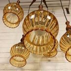 Vintage Grote Cascade Hanglamp Met 5 Glas En Hout Lampen thumbnail 18