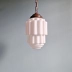 Art Deco-Hanglamp, Type Skyscraper, Wit Opaline thumbnail 2