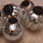 6 Vintage Zilver Kleuren Craquelé Glas Kugels thumbnail 6