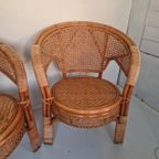 Een Paar Vintage Boho Stijl Rotan Webbing Fauteuils. thumbnail 7