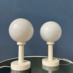 Set (2) Witte Space Age Opaline Glazen Tafellampen thumbnail 7