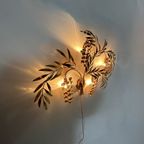 Large Italian Floral Gilded Gold Wall Lamp , 1970’S thumbnail 9