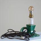 Leuk Vintage Groen Keramieken Frans Lampje Met Gouden Accenten thumbnail 5