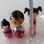 5 X Leuke Houten Japanse Stijl Beeldjes Met Bewegende Hoofd thumbnail 5