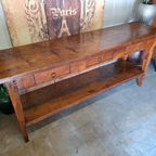 Klassieke Geleefde Teakhouten Sidetable, Wandconsole, Halta thumbnail 2