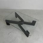 Vintage Salontafel Met Organische Zwarte Houten Basis, Jaren 70 thumbnail 8