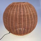 Rotan Bolvormige Vloerlamp / Tafellamp. Duitsland 1980'S thumbnail 11