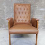 * Vintage Fauteuil Easy Chair Jaren 60 Cognac Skai thumbnail 4