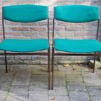 Groene Stoelen Metalen Frame Vintage Stoelen, Strak thumbnail 8