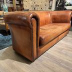 Engelse Vintage Bendic Chesterfield 2,5 Zits Bank Cognac Leer thumbnail 3