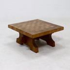 Brutalist Solid Blonde Oak Checkered Coffee Table 1970S thumbnail 2