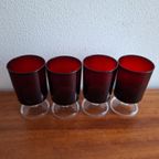 4 Vintage Robijnrood Wijn Glazen Cavalier Luminarc Frankrijk thumbnail 4