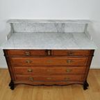 Vintage Frans Dressoir Commode, Ladekast Badkamermeubelmet Marmer Blad 311 thumbnail 5