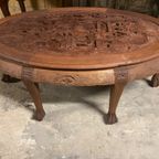 Vintage Jaren ‘50 Chinese Theetafel/ Salontafel Met Originele Glasplaat. thumbnail 2