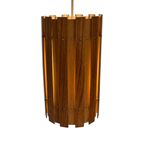 Ca. 1960’S Ceiling Fixture - Scandinavian Design - Teak Wood Multiplex Cilinder And Matching Ceil thumbnail 2