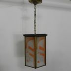 Art Deco Hanglamp Met 6 Glasplaatjes thumbnail 3