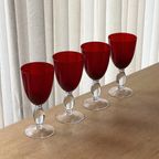 Set Of 4 Vintage Ruby Red Wine Glasses thumbnail 4
