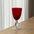 Set Of 4 Vintage Ruby Red Wine Glasses thumbnail 3