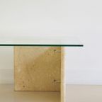 Glazen Salontafel Travertin Onderstel thumbnail 2